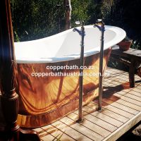 Copper enamel bath outdoors installationA
